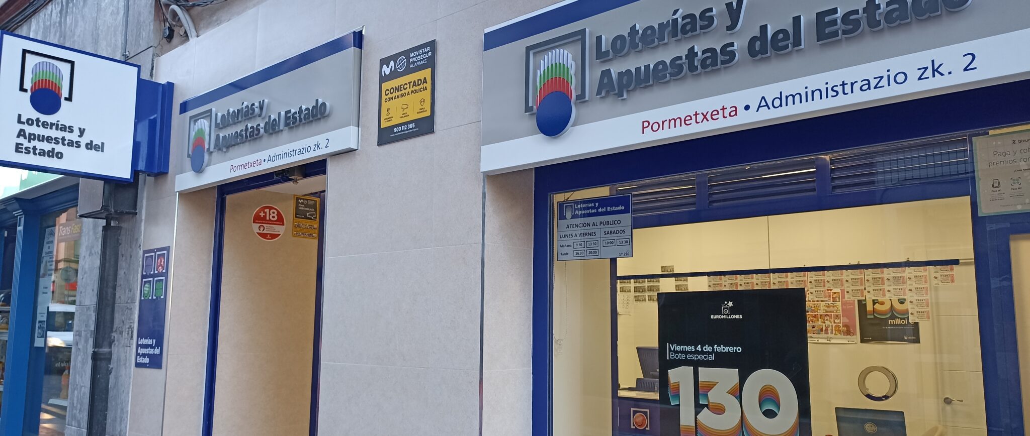 Fachada de Lotería Pormetxeta en Barakaldo, administración de lotería con más de 60 años