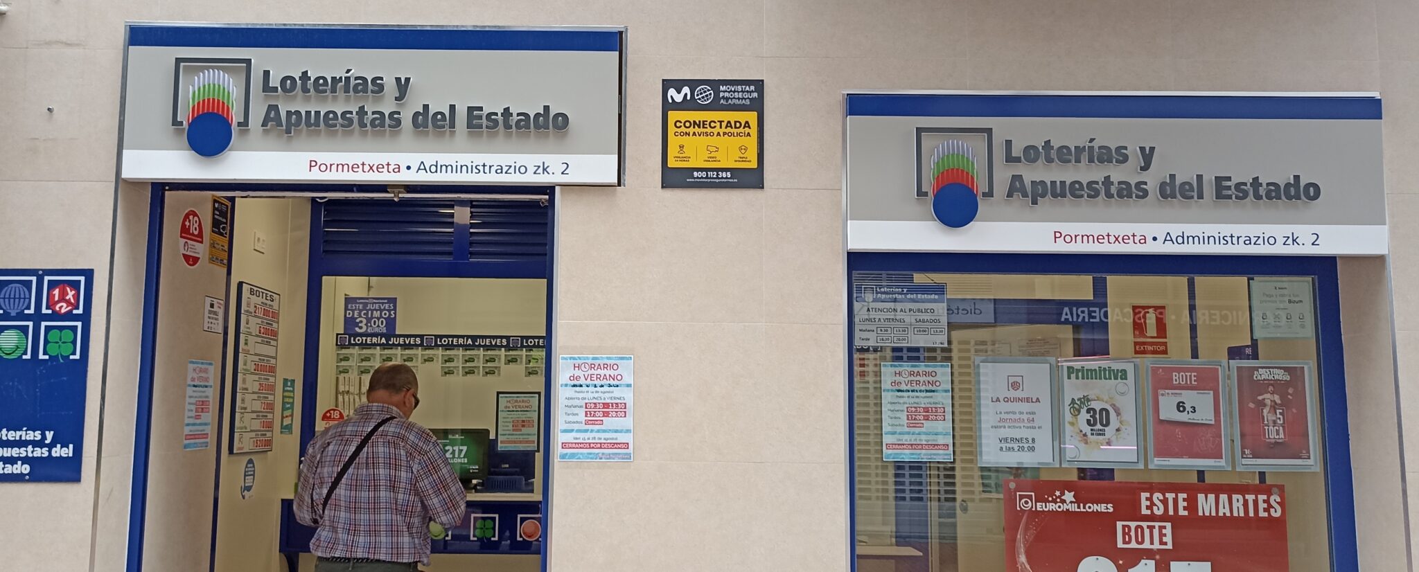 Fachada de Lotería Pormetxeta en Barakaldo, administración de lotería con más de 60 años