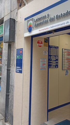 Fachada de Lotería Pormetxeta en Barakaldo, administración de lotería con más de 60 años