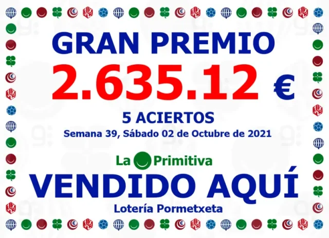 5 aciertos en la Primitiva del 2 de Octubre de 2021