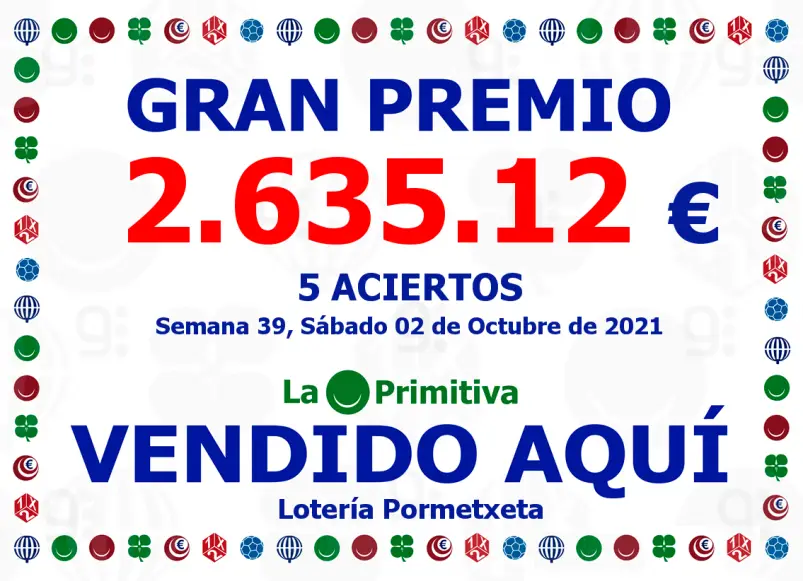 5 aciertos en la Primitiva del 2 de Octubre de 2021