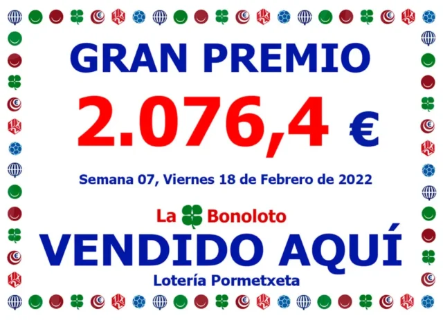 Múltiple en la Bonoloto del 18 de Febrero de 2022