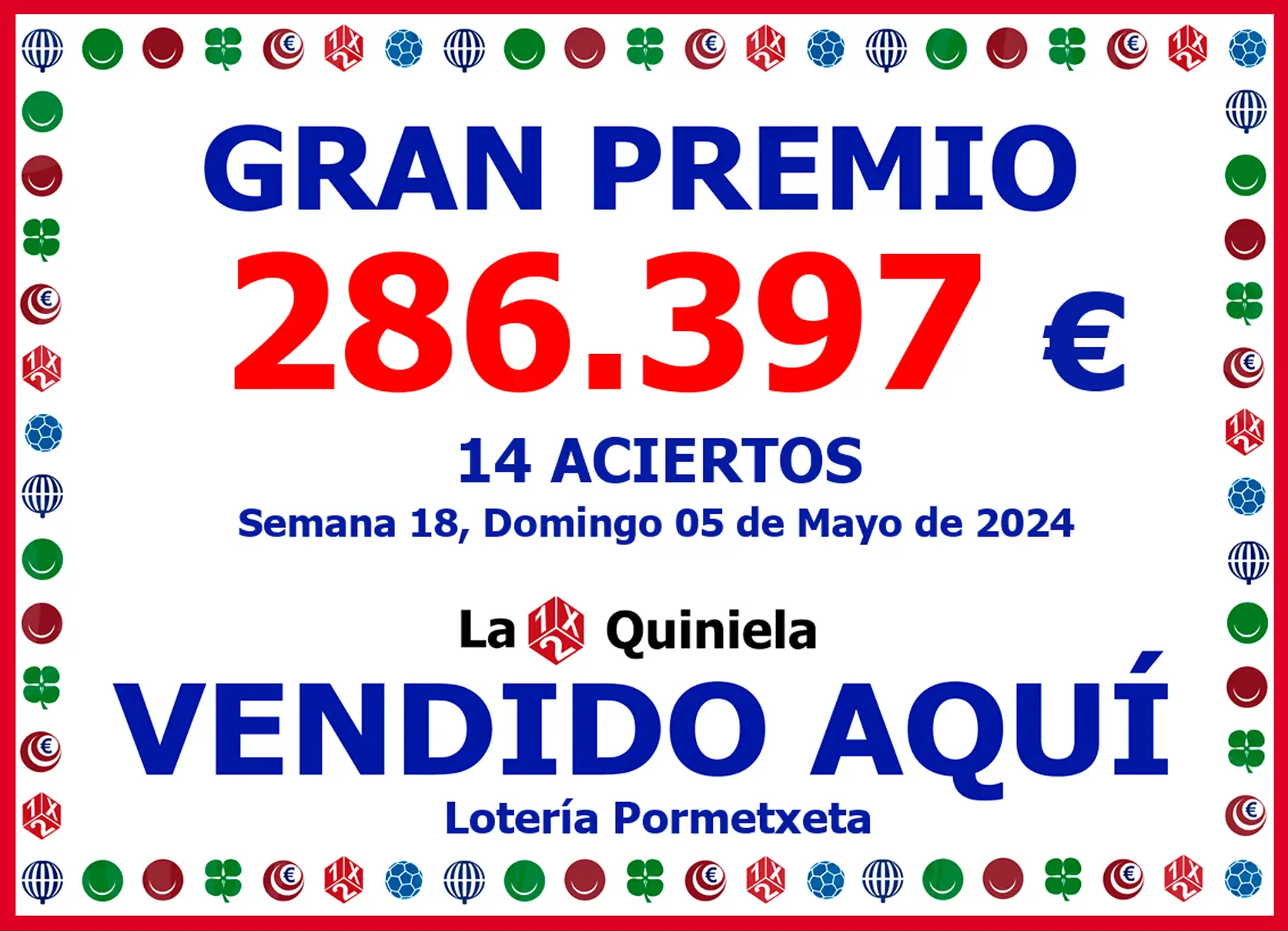 14 aciertos en la Quiniela del 5 de Mayo de 2024
