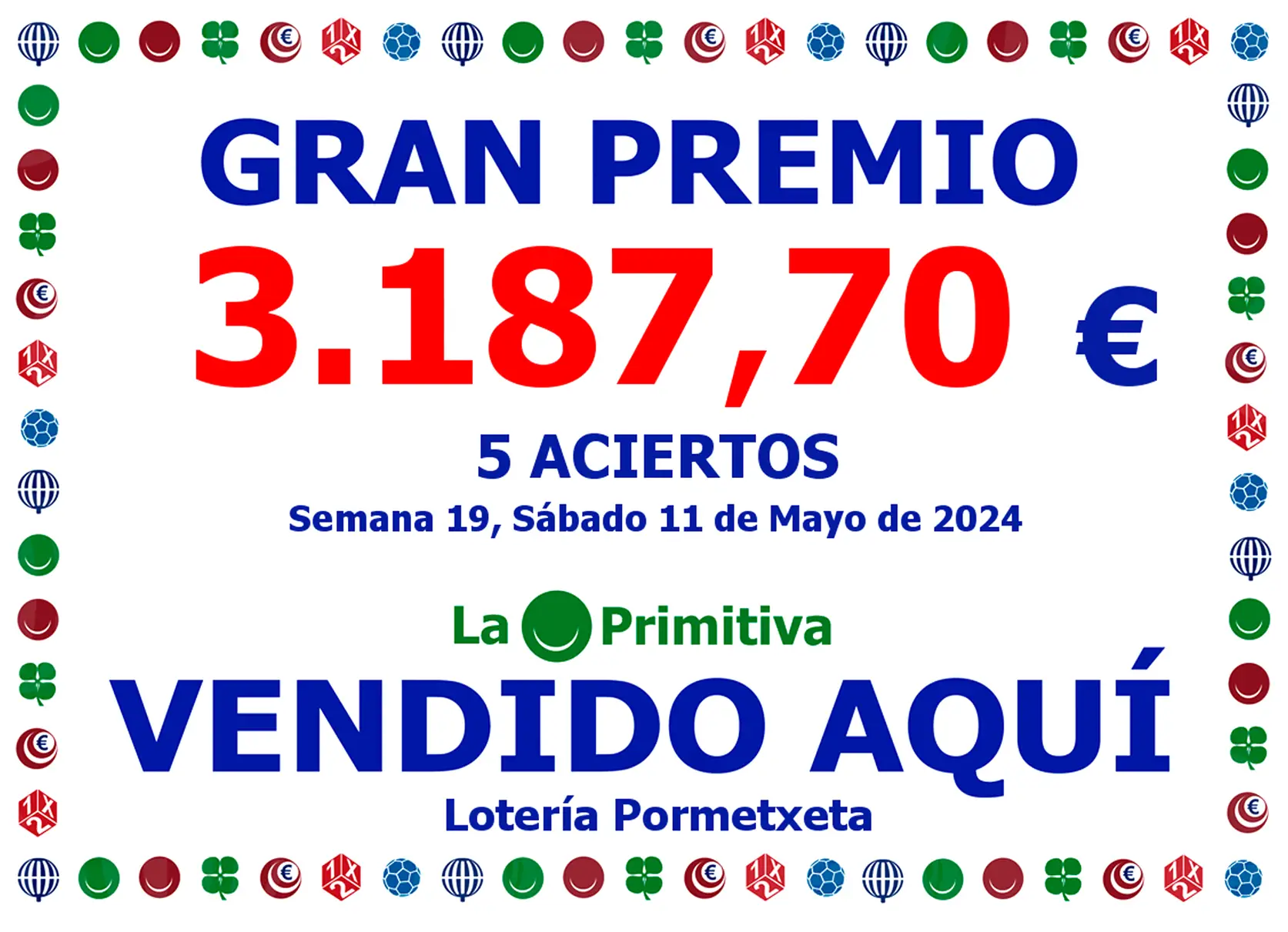 5 aciertos en la Primitiva del 11 de Mayo de 2024