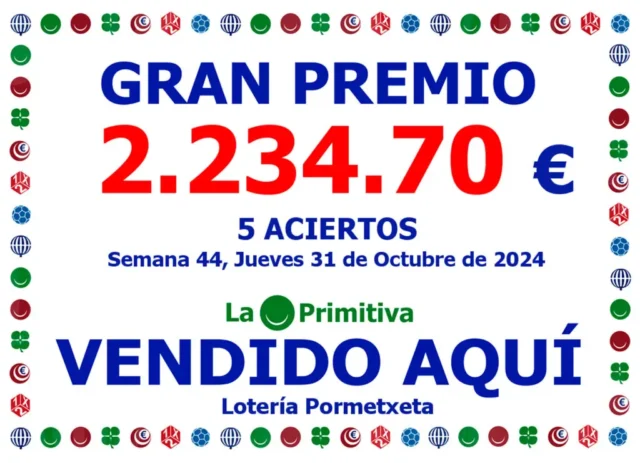 5 aciertos en la Primitiva del 31 de Octubre de 2024