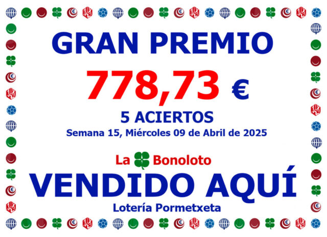 5 aciertos en la Bonoloto del 9 de Abril de 2025