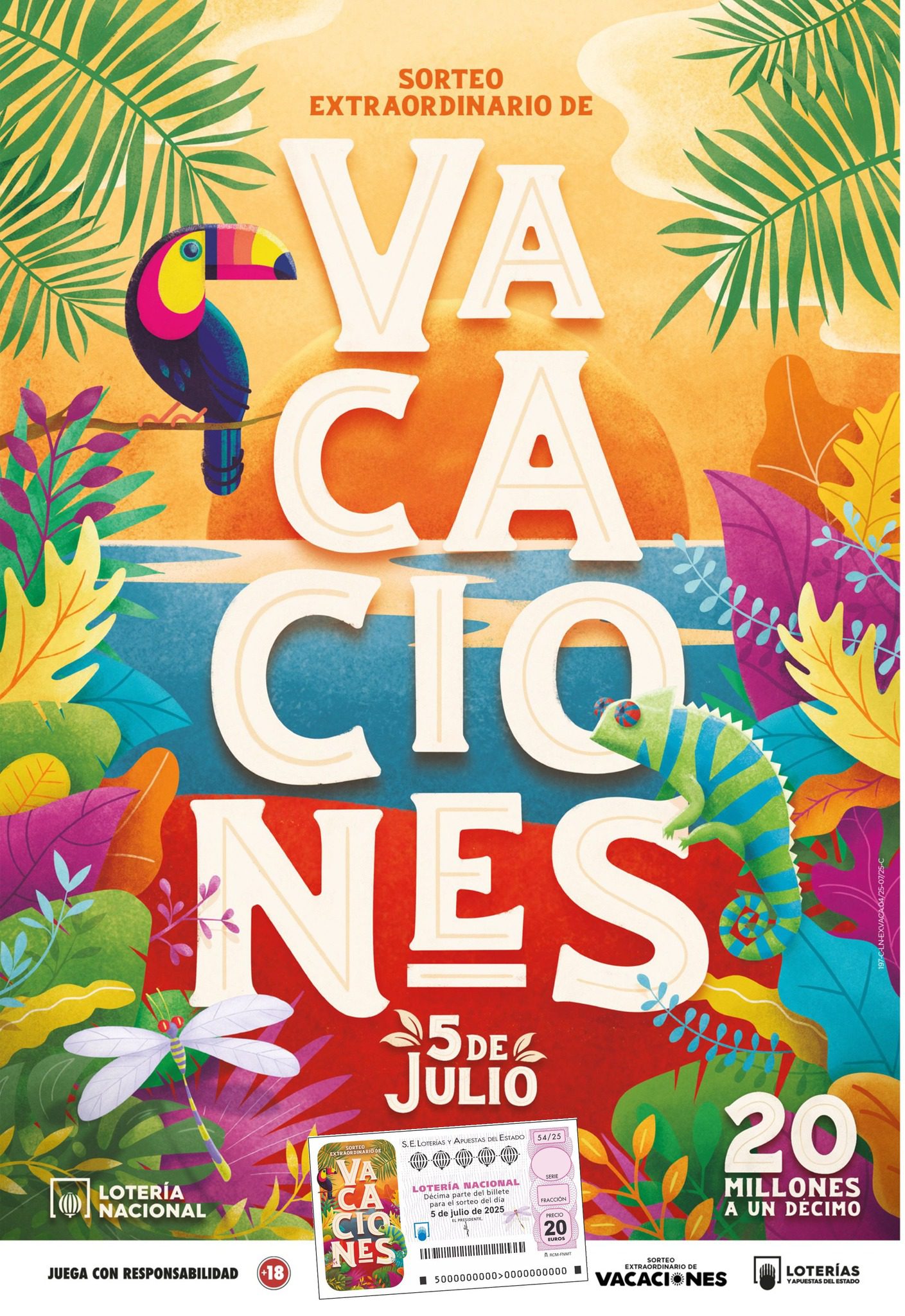 Cartel Sorteo extraordinario de Vacaciones de Lotería Nacional