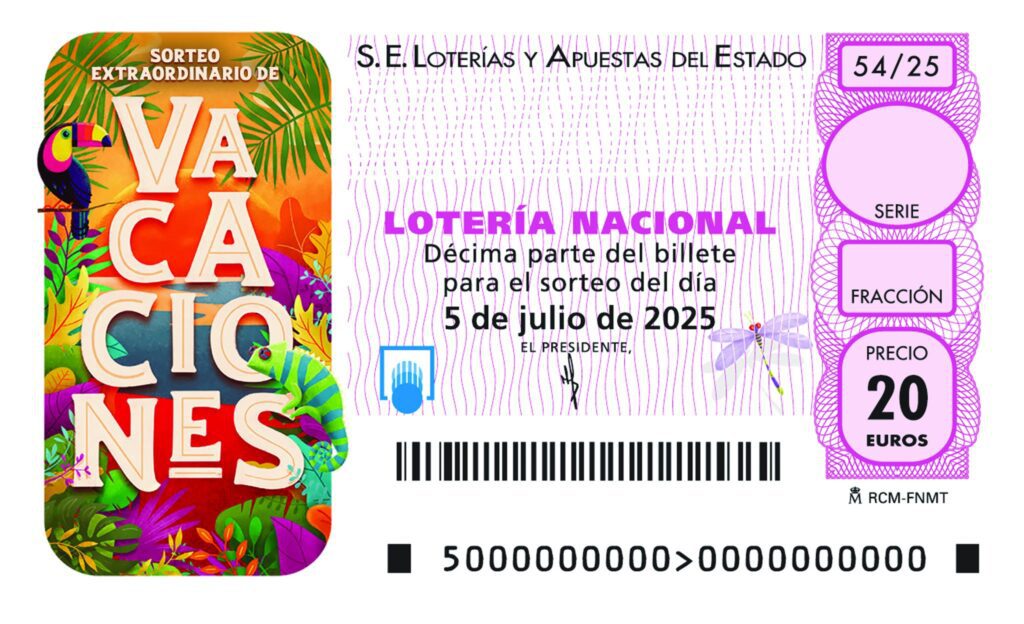 Décimo del sorteo extraordinario de Vacaciones de loteria nacional