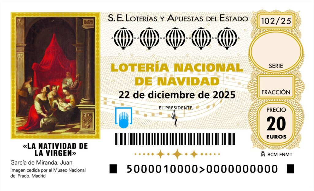 imagen de décimo de la lotería de Navidad 2025